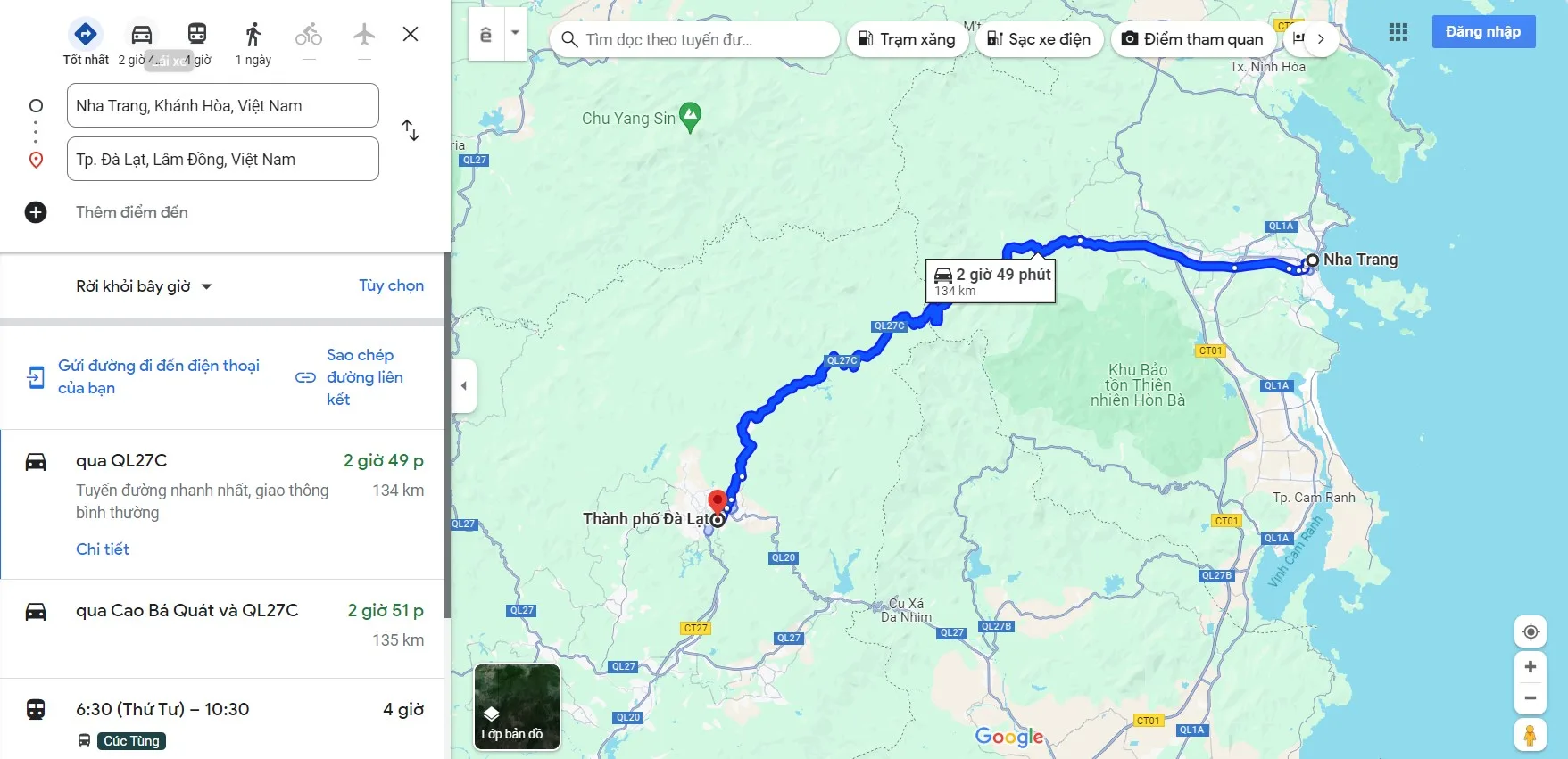 Khoảng cách từ tp Nha Trang đi Đà lạt